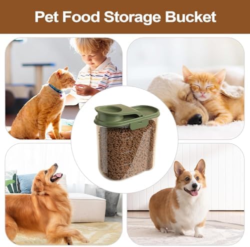Dog Food Storage Container Anti-Moisture Dust-Proof Grain Dispenser, Green