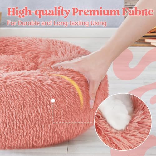 rabbitgoo Calming Cat Beds for Indoor Cats, 23 inches, Pink