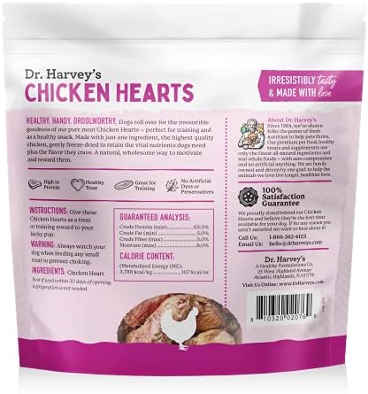 Dr. Harvey's Freeze-Dried Chicken Hearts Dog Treats, 7 oz (3-Pk)
