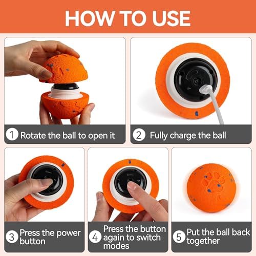ALL FOR PAWS Interactive Dog Ball Toys, Smart Motion-Activated 2-Mode Automatic Bouncing Ball, E-TPU Material, USB Rechargeable, Enrichment Mental Stimulation Toy for Medium Large Dogs, 3.3 Inches