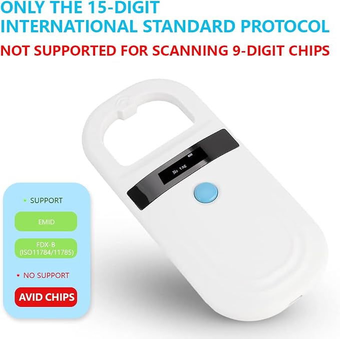Watris Veiyi Dog Microchip Reader, Pet Microchip Scanner for Animal | with OLED Display Screen, Pet Chip ID Scanner Supports FDX-B (ISO11784/11785) and EMID Microchips
