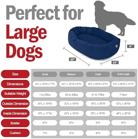 Majestic Pet Suede Calming Dog Bed, 40 Inch Large, Washable, Navy