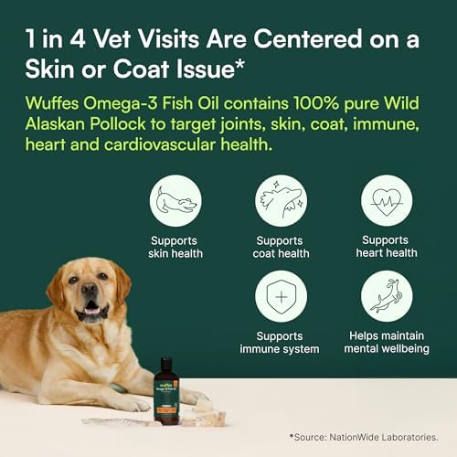 Wuffes Omega-3 Fish Oil for Dogs, Skin & Coat Support, 16 oz