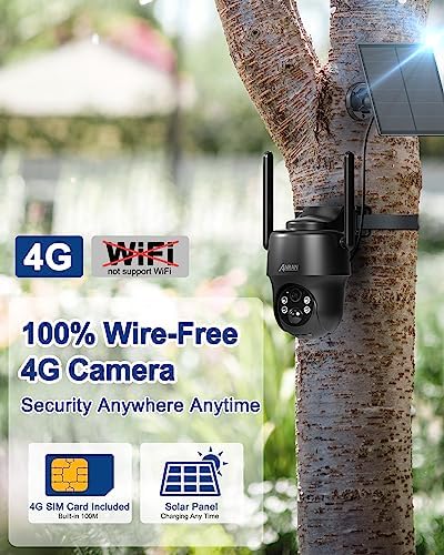 ANRAN 4G LTE Cellular Solar Security Camera Wireless Outdoor,No WiFi