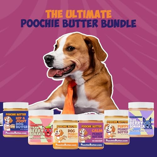 Poochie Butter Calming Dog Peanut Butter - Made in USA, Creamy Spread for Lick Mats & Food Toppers - Dry-Roasted Peanuts Non-GMO No Sugar Added Dog Treats | 12 oz (Pack of 2)
