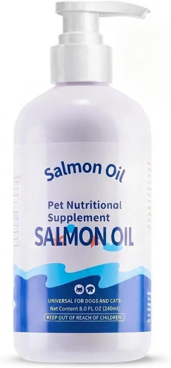 Salmon Oil Supplement for Dogs and Cats, Omega 3 Fish Oil Supports Skin, Coat & Joint Health, 8.5 fl oz