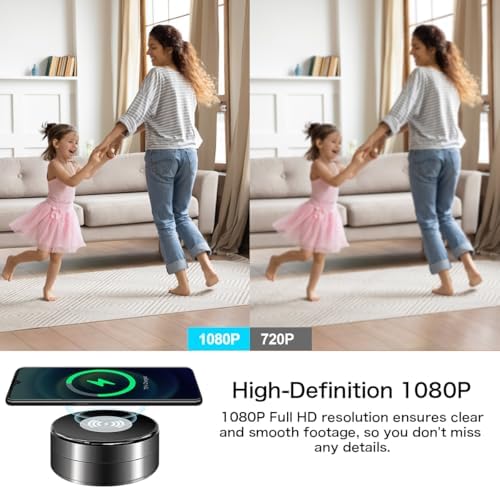 Security Camera Wireless Charging — 1080P HD Surveillance, 250° Wide-Angle Lens, Motion Detection Support; Ideal for Home Security and Baby/Pet Monitoring (2.4/5GHz)