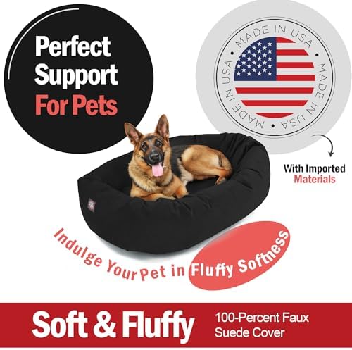 Majestic Pet Suede Calming Dog Bed, 52 Inch X-Large, Washable, Black