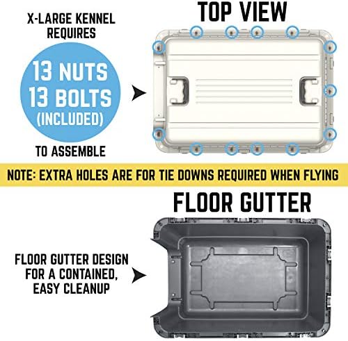 SportPet Designs Plastic Kennels Rolling Plastic Wire Door Travel Dog Crate- XX-Large