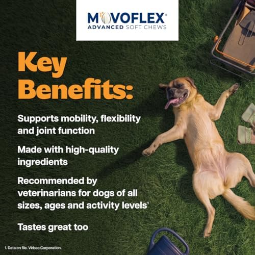 MOVOFLEX Advanced Soft Chews Hip Joint Support Supplement for Large Dogs - 60 Count by Virbac (Pack of 2)
