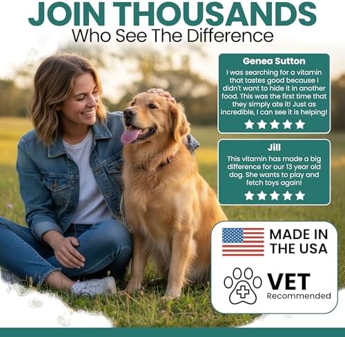 12-in-1 Dog Vitamin and Supplement Chews, 120 Ct - Senior and Puppy Vitamin | Glucosamine Chondroitin, Probiotics, Omega 3 - Hip & Joint, Skin & Coat, Immune, Digestive Support - Vitaminas Para Perros