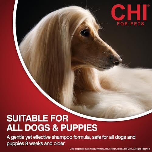 CHI for Dogs Shed Control Anti-Shedding Dog Shampoo, 16 Oz | Reduces loose hair, sulfate and paraben free, pH-balanced, cruelty-free, for all coat types and breeds