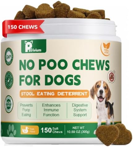 No Poo Chews - Coprophagia Deterrent for Dogs, No Poop Eating Deterrent for Dogs, Stopping Dog from Eating Poop Supplement with Probiotics & Digestive Enzymes, Duck Flavor
