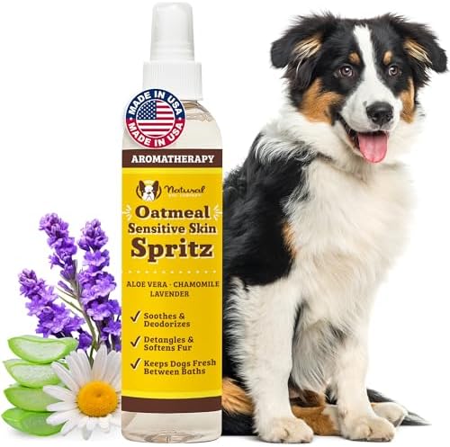 Natural Dog Company Sensitive Skin Dog Deodorizing Spray: Ideal with Sensitive Skin Dog Shampoo, Long Lasting Dog Perfume, Dog Spray Deodorizer, Neutral Scented Dog Spray with hints of Lavender, 8 oz