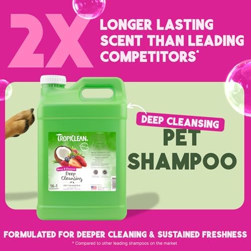TropiClean Deodorizing Dog Shampoo, Berry & Coconut Scent, 2.5 Gallon