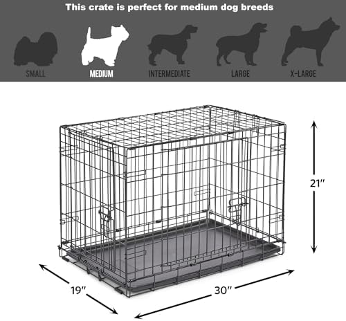 New World by Midwest 30-Inch Double Door Crate, Medium Breeds, 21-40 lbs
