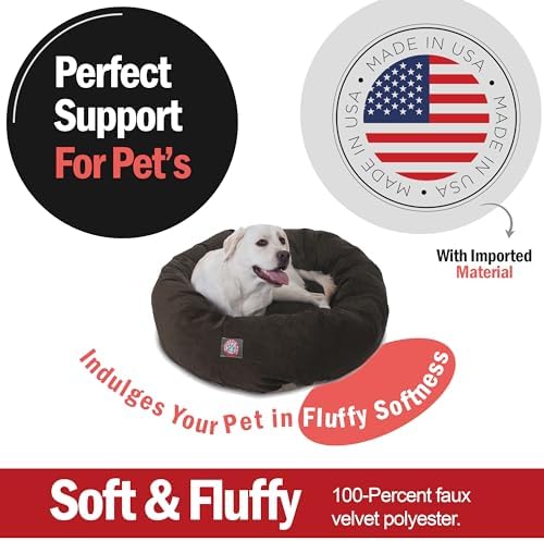 Majestic Pet Micro Velvet Dog Bed, 40 Inch Large, Round, Washable, Storm
