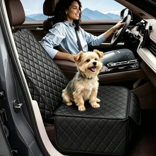 PETICON Front Seat Car Cover - 2-Pack, PU Leather