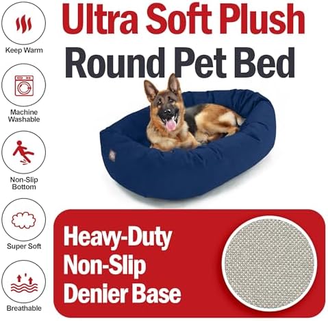 Majestic Pet Suede Calming Dog Bed, 52 Inch X-Large, Washable, Navy