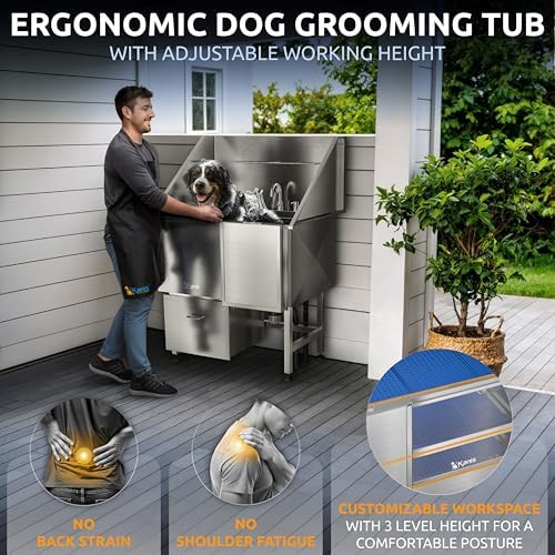 KANIS Professional Dog Washing Station 304 Stainless Steel Pet Wash Sink