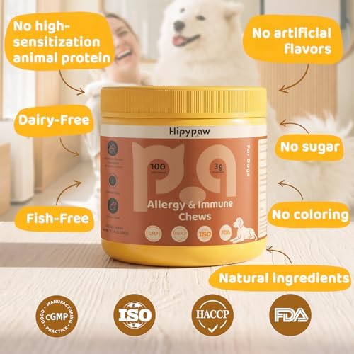 Dog Allergy Relief Chews: Anti-Itch Probiotics for Paw Licking, Seasonal Allergies & Skin Allergy - Dog Allergy Itching Skin Relief & Immune Support with MSM & Turmeric - Chicken Flavor