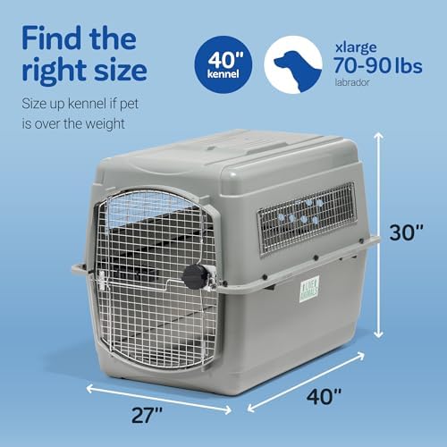 Petmate Sky Kennel for Air Travel, 40in Dog Crate for Pets 70 to 90lbs