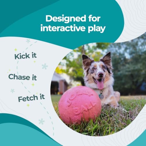 Jolly Pets Bounce-N-Play Large Dog Ball, 8 In, Pink | Durable large dog ball for dogs over 60 lbs, made from tough JollyFlex material that won't deflate when punctured and floats