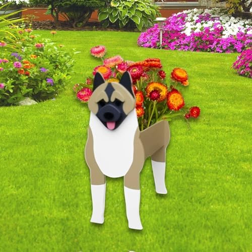 American Akita Dog Planter Pots, Animal Shaped Flower Pot