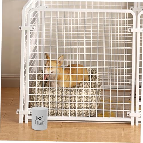 STOBAZA Metal Dog Food Storage Container Airtight Treat Jar for Pet Supplies Compact, iron, White