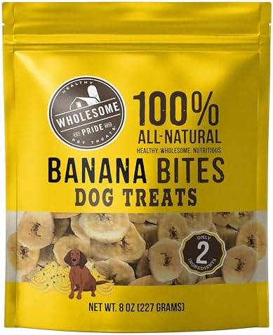 Wholesome Pride Banana Bites Healthy Dog Treats, 2 Ingredients, 8 oz