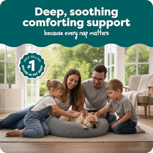 Furhaven Calming Donut Dog Bed, 30", Medium, Gray