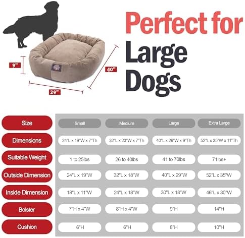 Majestic Pet Micro Velvet Dog Bed, 40 Inch Large, Round, Washable, Pearl