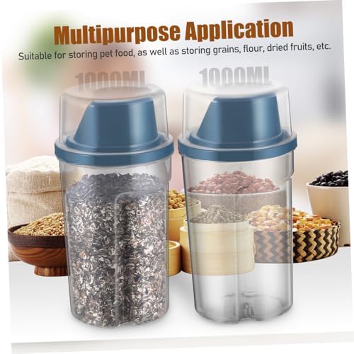 Hemoton Airtight PET Food Storage Containers 2 Pack 1000ml PP Blue