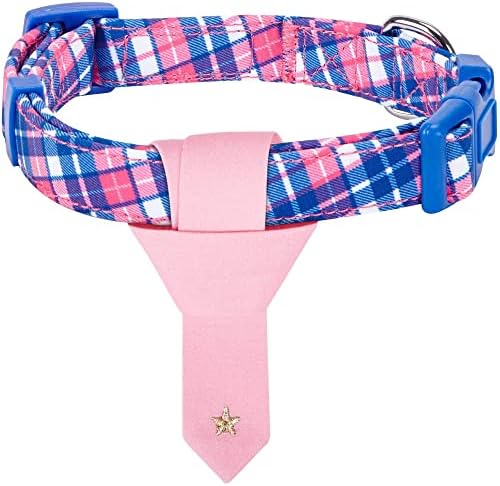 Blueberry Pet 4 Patterns Multiple Hues Scottish Plaid Style Adjustable Tie Dog Collar, Small, Neck 12"-16"