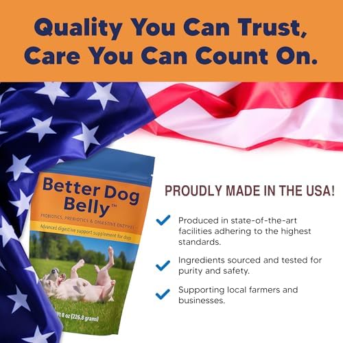 Better Dog Belly Probiotic Supplement for Digestive Health, Powder Prebiotics & Probiotics for Dogs, Supports Gut Health & Balanced Pet Nutrition, 8 Oz Bag