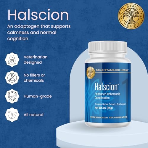 Halscion Cognitive Support and Stress Relief for Dogs by Gold Standard Herbs, All Natural Rehmannia Combination, 85 gram Powder, White