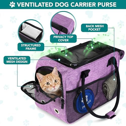 PetAmi Small Dog Purse Carrier with Pockets, Airline Approved, Purple