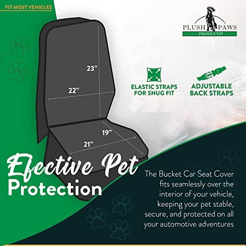 Plush Paws Premium Bucket Car Seat Protector - Grey, Front Seat