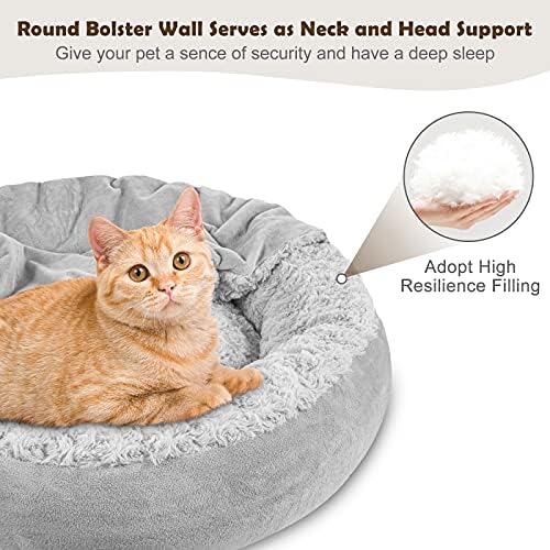 JOEJOY Small Calming Donut Dog Burrow Cave Bed, 23"