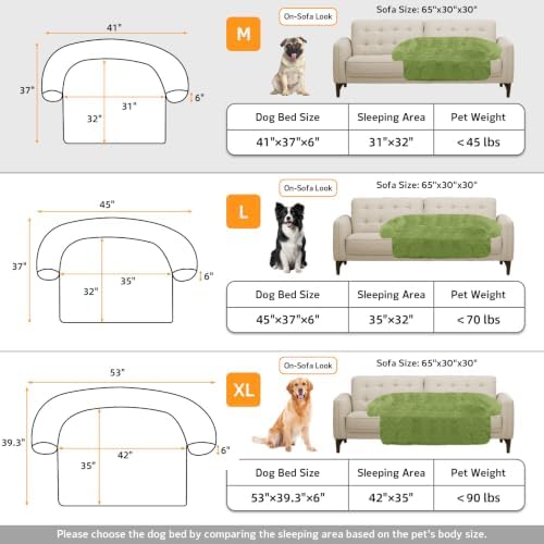 GGIB Calming Dog Bed Fluffy Plush Dog Mat for Furniture Protector with Removable Washable Cover for Large Medium Small Dogs and Cats (Medium, Grass Green)