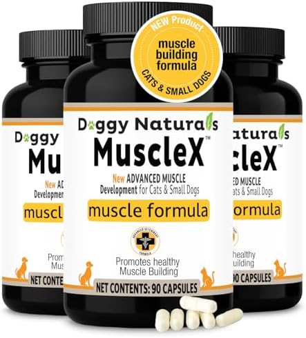 MuscleX™ Canine Muscle Formula Cats & Small Dogs with 300mg CaHMB & Vitamin D3 - Natural Muscl Building Formula-Helps Reduce Muscle Loss Due to Normal Aging & Improves Recovery from Injury(270 Caps)