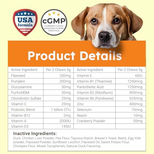 ZENO Dog Vitamins and Supplements - 150 Dog Multivitamin Chewable - Immune, Joint Support, Skin, Gut Health + Packed with Omega 3s, Glucosamine & Probiotics - Safe for Puppy - Duck