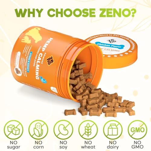 ZENO Hemp Calming Chews for Dogs Anxiety 200 pcs, Chicken, 200-Pack