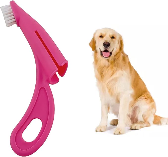 Dog Toothbrush, Tooth Brushing Kit for Dog Teeth Cleaning - Dental Care for Puppies, Cats & Small Pets, Nylon Remove Ergonomic Dog Finger Toothbrush (Red)