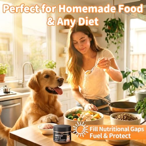 Dog Multivitamin Powder – Energy, Gut & Immune, Beef, 75 Scoops | Dog Vitamins and Supplements, Antioxidants, Skin & Coat for Homemade Food with L-Carnitine, Taurine, Probiotics