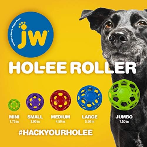 JW Pet HOL-ee Roller, Natural Rubber, Small 3in, Colors May Vary | Puzzle Ball Design Dog Toy for Interactive Play and Chasing Fun