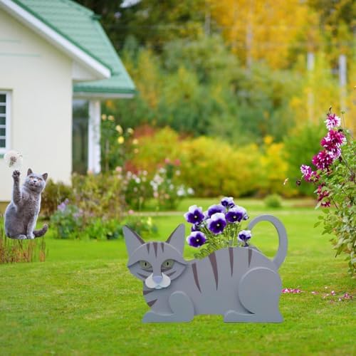 Blue Cat Planter Pots, Animal Shaped Flower Pot