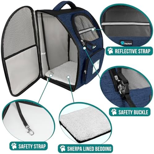 PetAmi Dog Backpack Carrier, Airline Approved, Navy