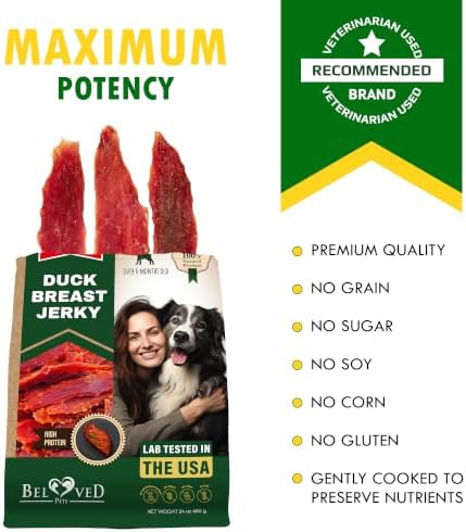 Beloved Pets Duck Jerky Breast Dog Treats - Human Grade, 24oz