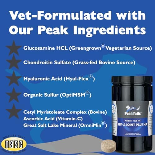 KALA HEALTH PeakTails Vet-Formulated Hip & Joint Plus HA for Dogs, 150 Ct